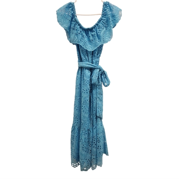 NWT Lilly Pulitzer Geri Off the Shoulder Seabreeze Blue Dress SZ M - Picture 5 of 16